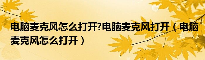电脑麦克风怎么打开?电脑麦克风打开（电脑麦克风怎么打开）