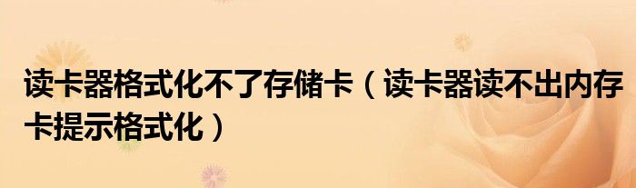 读卡器格式化不了存储卡（读卡器读不出内存卡提示格式化）