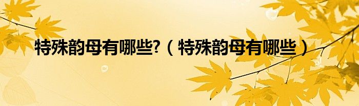 特殊韵母有哪些?（特殊韵母有哪些）