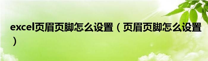 excel页眉页脚怎么设置（页眉页脚怎么设置）