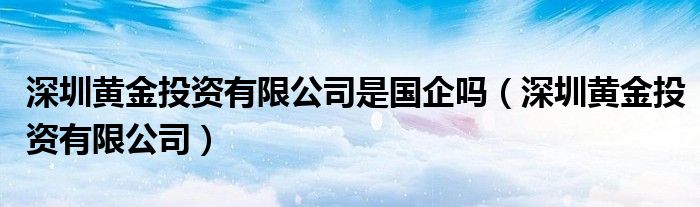 深圳黄金投资有限公司是国企吗（深圳黄金投资有限公司）