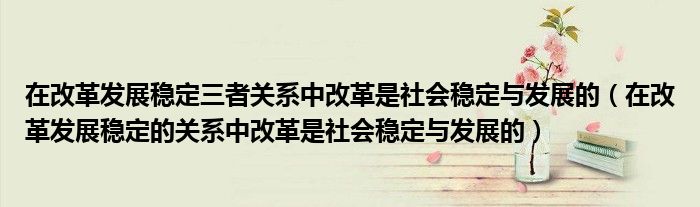 在改革发展稳定三者关系中改革是社会稳定与发展的（在改革发展稳定的关系中改革是社会稳定与发展的）
