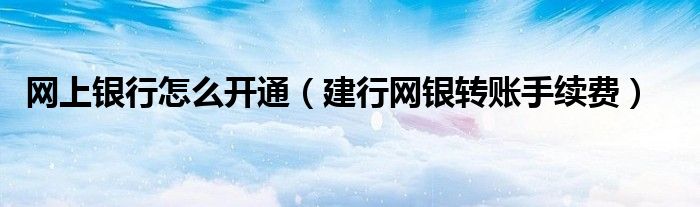 网上银行怎么开通（建行网银转账手续费）