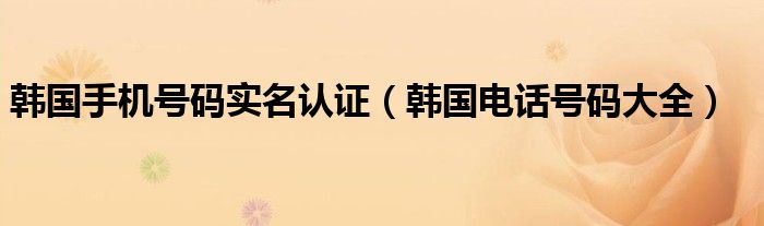 韩国手机号码实名认证（韩国电话号码大全）