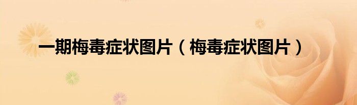 一期梅毒症状图片（梅毒症状图片）