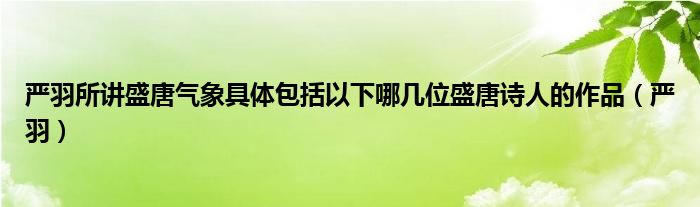 严羽所讲盛唐气象具体包括以下哪几位盛唐诗人的作品（严羽）