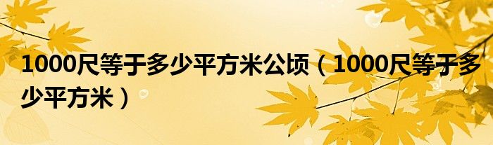 1000尺等于多少平方米公顷（1000尺等于多少平方米）