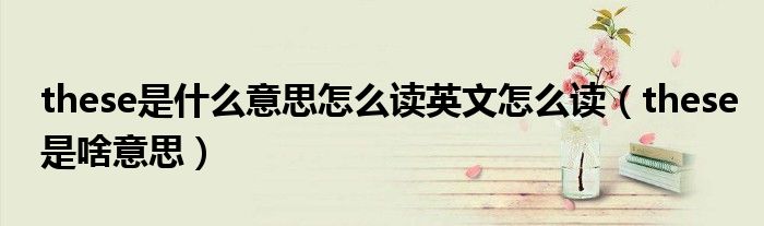 these是什么意思怎么读英文怎么读（these是啥意思）