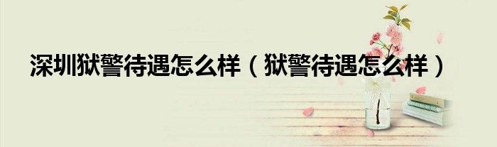 深圳狱警待遇怎么样（狱警待遇怎么样）