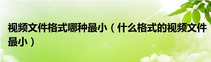 视频文件格式哪种最小（什么格式的视频文件最小）