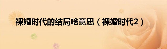 裸婚时代的结局啥意思（裸婚时代2）