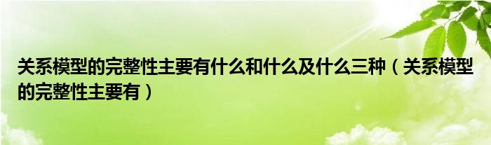 关系模型的完整性主要有什么和什么及什么三种（关系模型的完整性主要有）