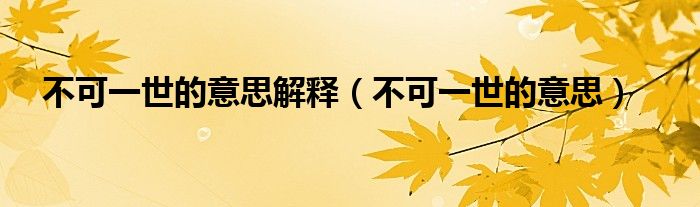 不可一世的意思解释（不可一世的意思）