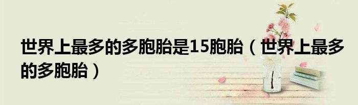 世界上最多的多胞胎是15胞胎（世界上最多的多胞胎）