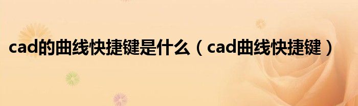 cad的曲线快捷键是什么（cad曲线快捷键）