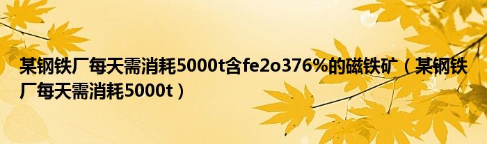 某钢铁厂每天需消耗5000t含fe2o376%的磁铁矿（某钢铁厂每天需消耗5000t）