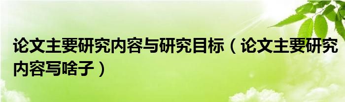 论文主要研究内容与研究目标（论文主要研究内容写啥子）