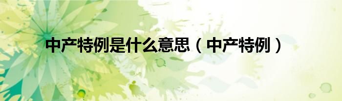 中产特例是什么意思（中产特例）