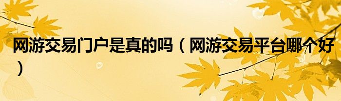 网游交易门户是真的吗（网游交易平台哪个好）