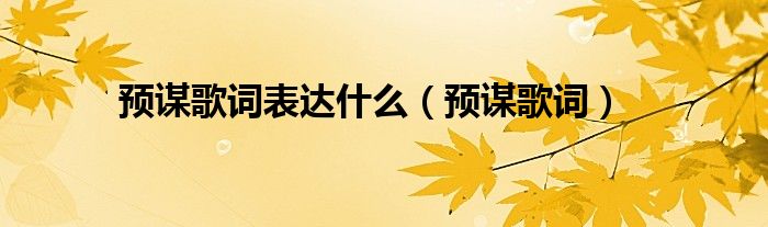 预谋歌词表达什么（预谋歌词）