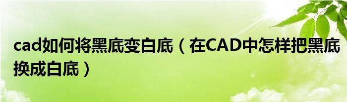 cad如何将黑底变白底（在CAD中怎样把黑底换成白底）