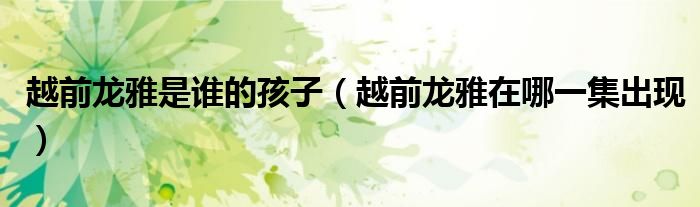 越前龙雅是谁的孩子（越前龙雅在哪一集出现）