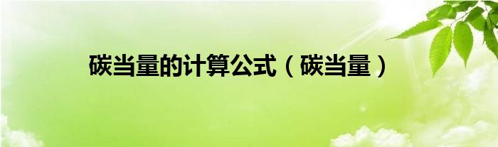 碳当量的计算公式（碳当量）