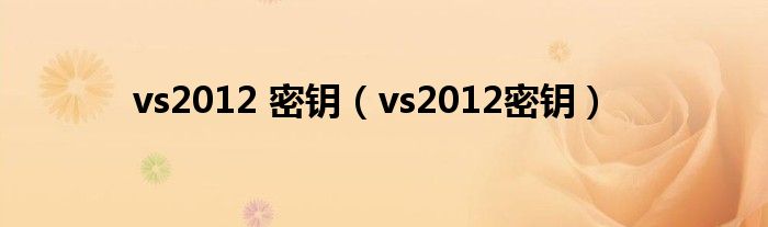 vs2012 密钥（vs2012密钥）
