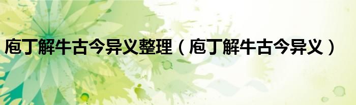 庖丁解牛古今异义整理（庖丁解牛古今异义）