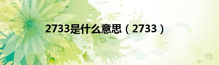 2733是什么意思（2733）