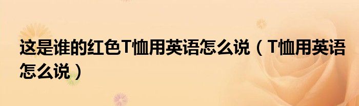 这是谁的红色T恤用英语怎么说（T恤用英语怎么说）