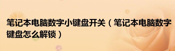 笔记本电脑数字小键盘开关（笔记本电脑数字键盘怎么解锁）