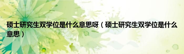 硕士研究生双学位是什么意思呀（硕士研究生双学位是什么意思）