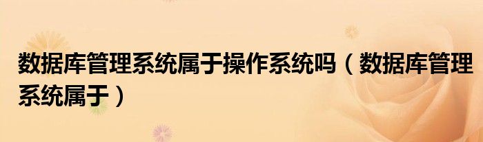 数据库管理系统属于操作系统吗（数据库管理系统属于）