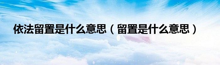 依法留置是什么意思（留置是什么意思）
