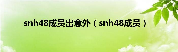 snh48成员出意外（snh48成员）