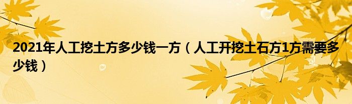 2021年人工挖土方多少钱一方（人工开挖土石方1方需要多少钱）