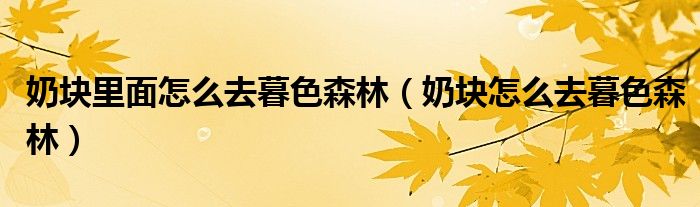 奶块里面怎么去暮色森林（奶块怎么去暮色森林）