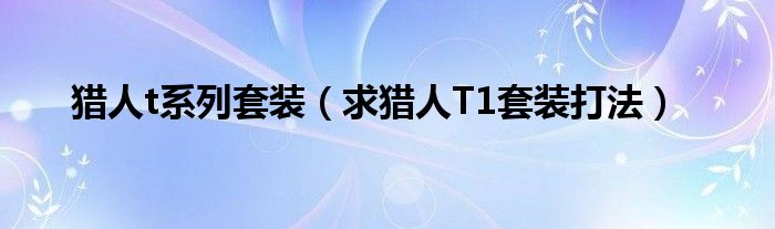 猎人t系列套装（求猎人T1套装打法）