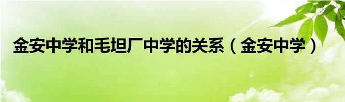 金安中学和毛坦厂中学的关系（金安中学）