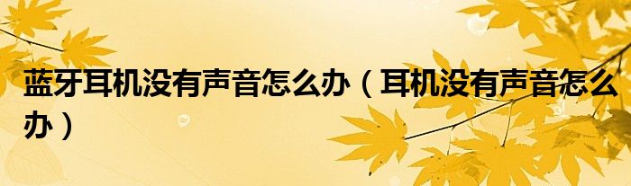 蓝牙耳机没有声音怎么办（耳机没有声音怎么办）
