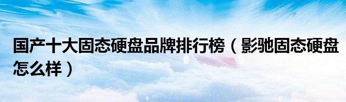 国产十大固态硬盘品牌排行榜（影驰固态硬盘怎么样）