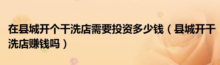 在县城开个干洗店需要投资多少钱（县城开干洗店赚钱吗）