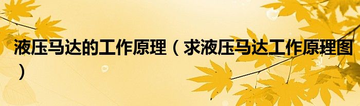 液压马达的工作原理（求液压马达工作原理图）