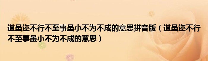 道虽迩不行不至事虽小不为不成的意思拼音版（道虽迩不行不至事虽小不为不成的意思）