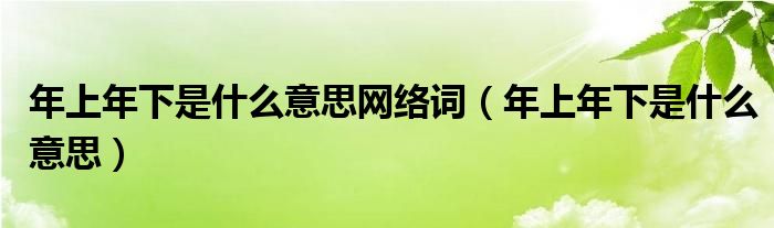 年上年下是什么意思网络词（年上年下是什么意思）