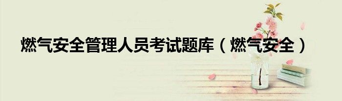 燃气安全管理人员考试题库（燃气安全）