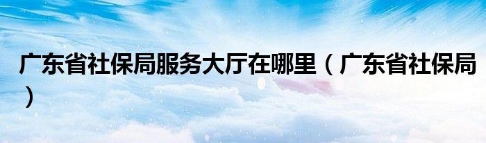 广东省社保局服务大厅在哪里（广东省社保局）