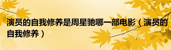 演员的自我修养是周星驰哪一部电影（演员的自我修养）