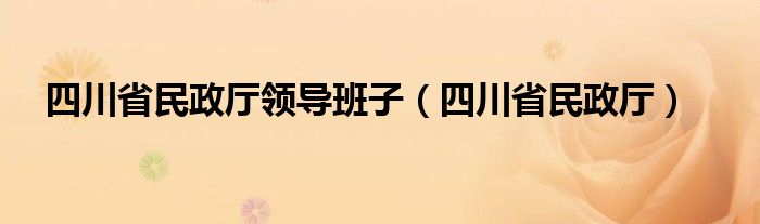 四川省民政厅领导班子（四川省民政厅）